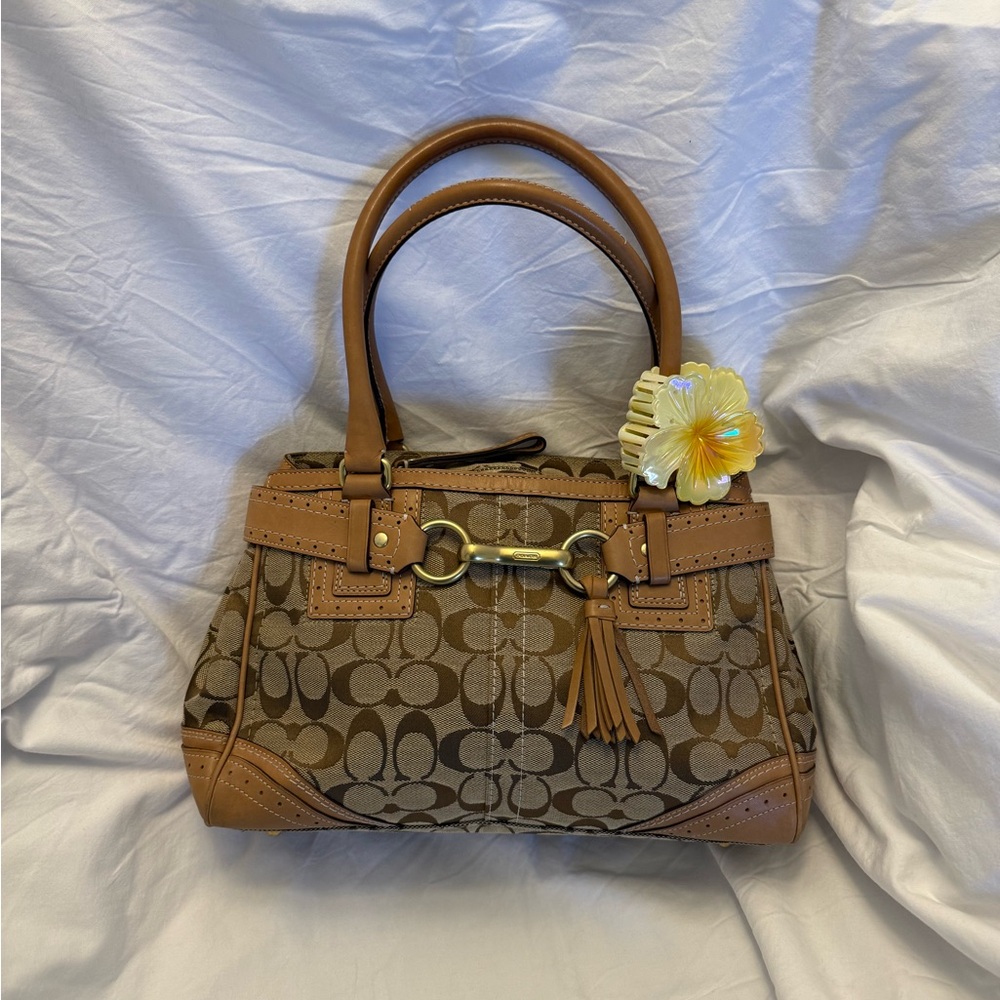 Coach Signature Monogram Hampton Satchel